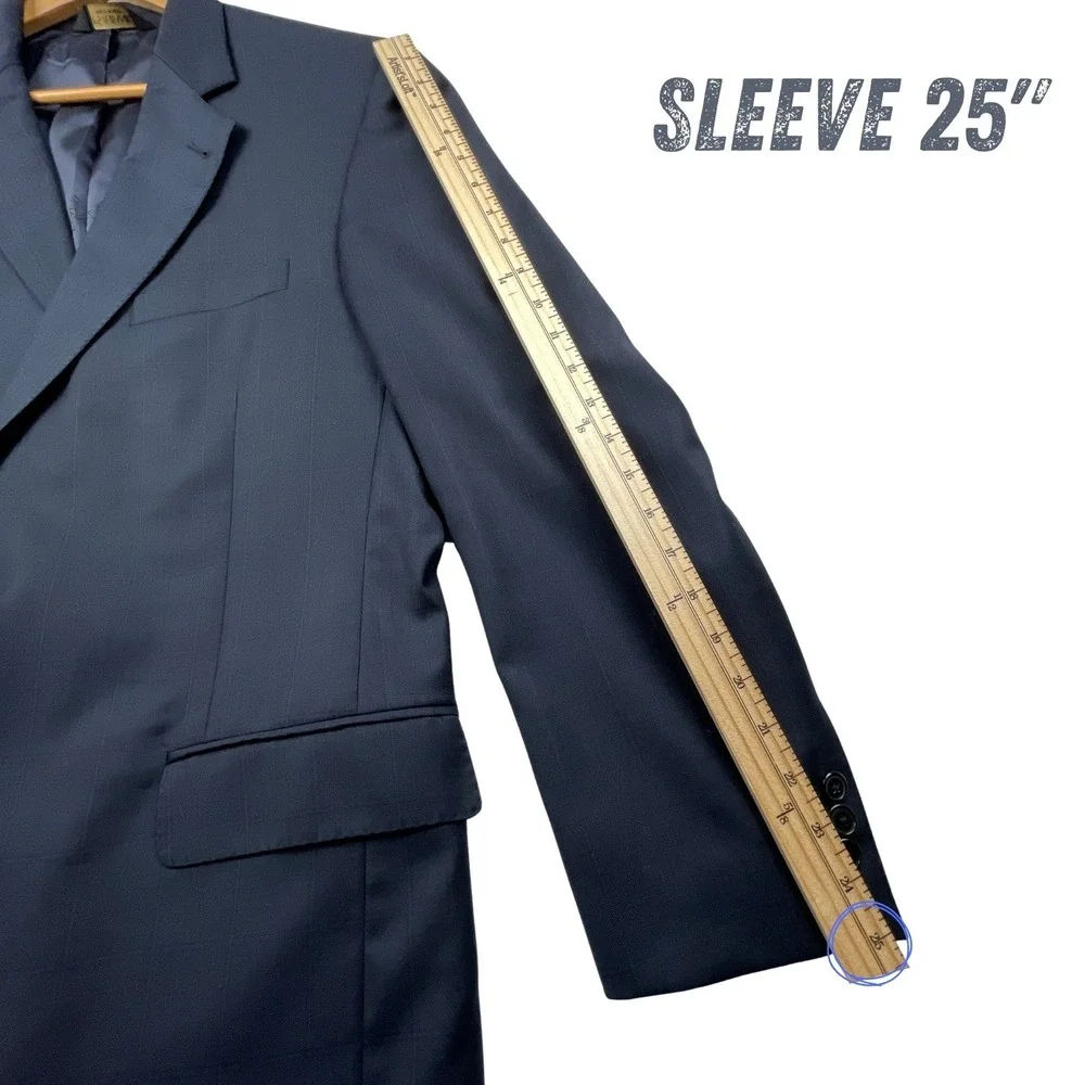 Jos. A.‎ Bank Signature Gold Gordon 44L Blazer Wool WP Plaid Jacket Navy *Flaw